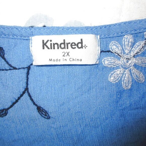 Anthropologie Kindred CROCHET Embroidered TUNIC Size 2X Top 3/4 PUFF SLEEVE Boho - Picture 4 of 7